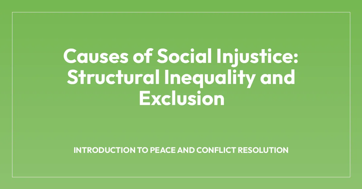 Causes of Social Injustice: Structural Inequality and Exclusion